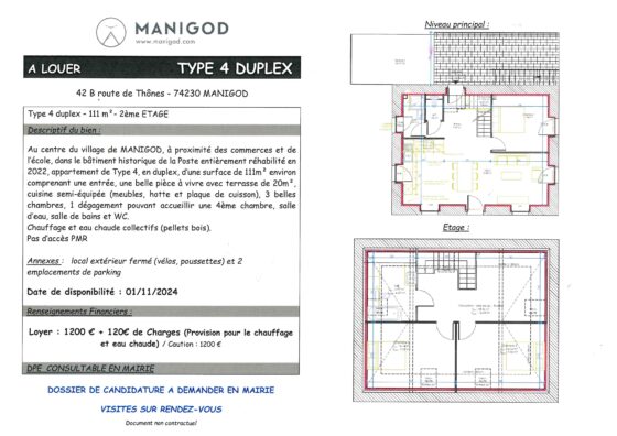 LOCATION APPARTEMENT T4 DUPLEX