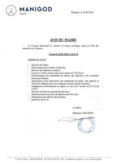 RÉUNION DU CONSEIL MUNICIPAL VENDREDI 20 MARS 2026