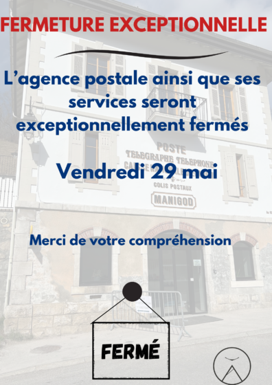 FERMETURE EXCEPTIONNELLE AGENCE POSTALE COMMUNALE