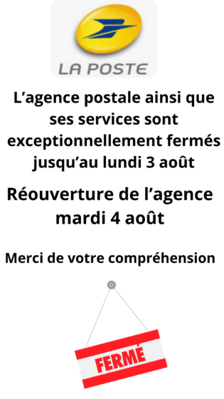 FERMETURE EXCEPTIONNELLE AGENCE POSTALE COMMUNALE