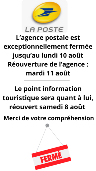 FERMETURE EXCEPTIONNELLE AGENCE POSTALE COMMUNALE