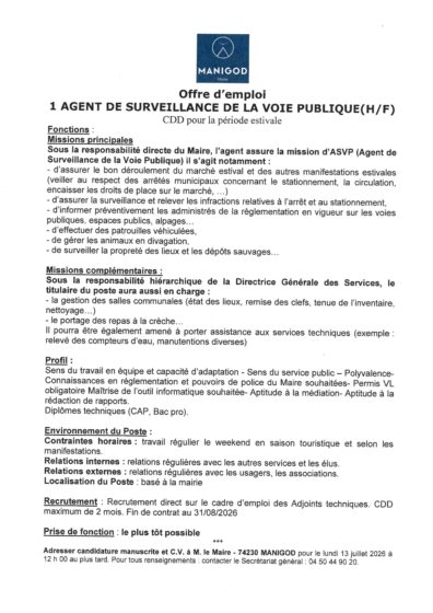 OFFRE EMPLOI ASVP