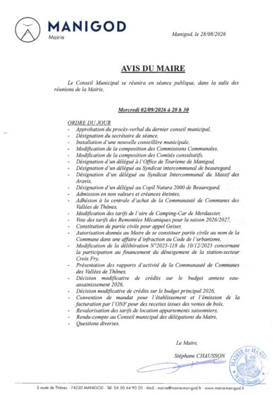 SEANCE DU CONSEIL MUNICIPAL 02/09/2026