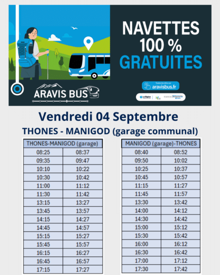 NAVETTES – VENDREDI 4 SEPTEMBRE